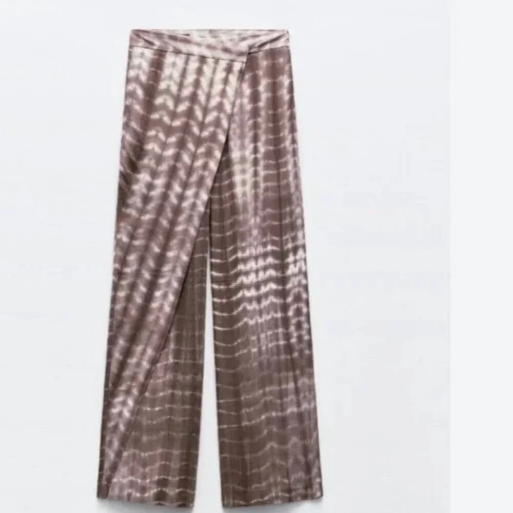 NWT ZARA Tie-Dye Wrap Trousers Bloggers Fave Linen Blend XL